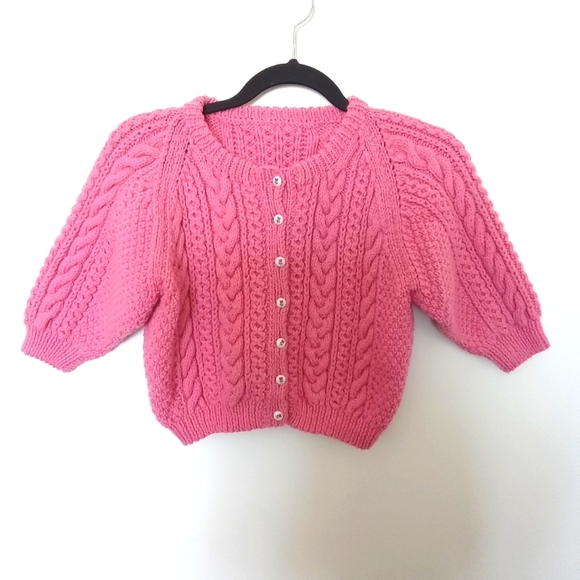 Handmade Other - Girls Handmade Cable Knit Crew Neck Cardigan